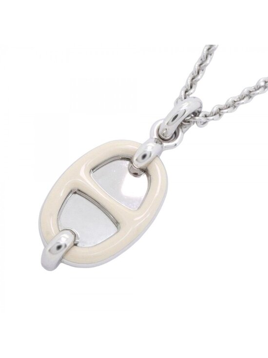 Hermès Hermes Mini Maillon PM Necklace Silvery Beige ref  Hermes Necklace Mini Maillon PM Metal Silver Ivory